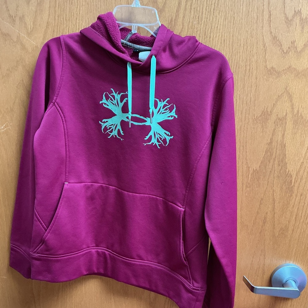 Under Armour Women's Magenta Hoodie with Teal Logo
